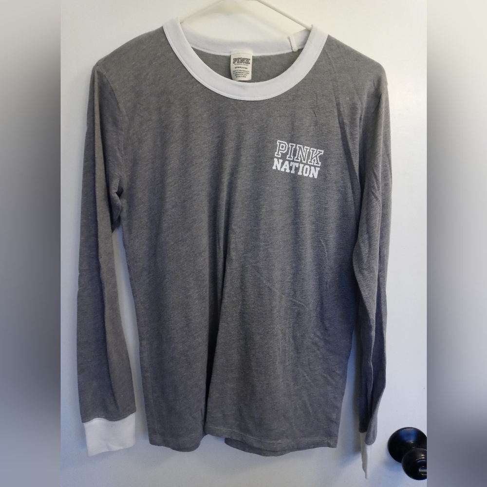 Gray and white long sleeve